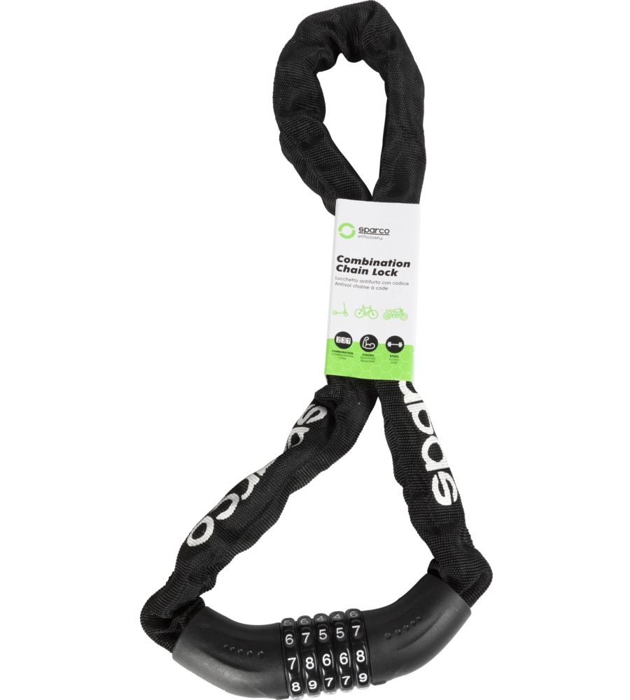 LUCCHETTO A CATENA PER BICICLETTA SPARCO NERO CON COMBINAZIONE